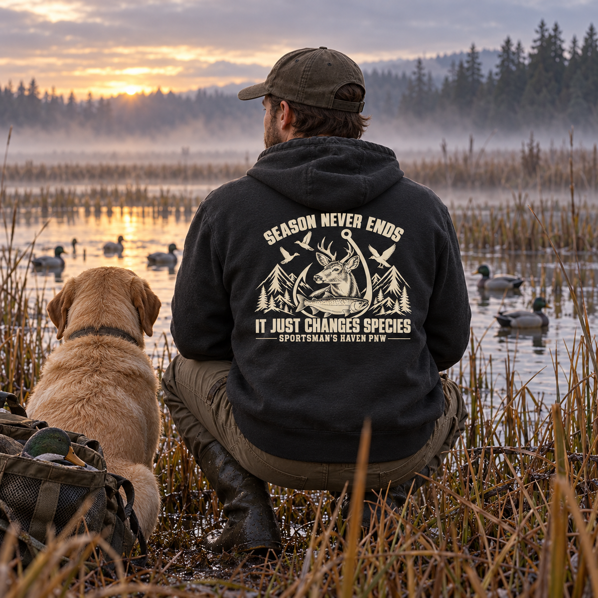 Sportsman's Haven Season Never Ends Hoodie | Dark Colors Pullover