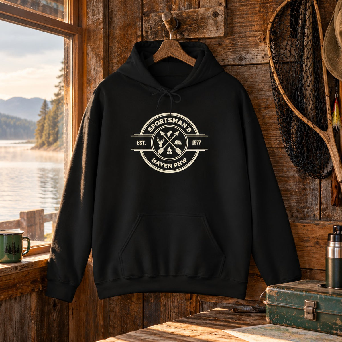 Sportsman’s Haven Compass Emblem Hoodie | Black Pullover