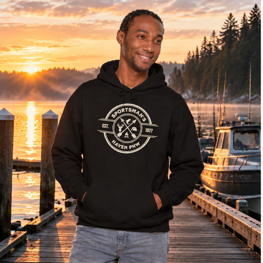 Sportsman’s Haven Compass Emblem Hoodie | Black Pullover
