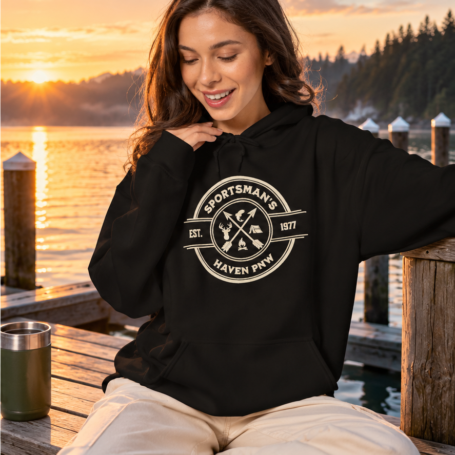 Sportsman’s Haven Compass Emblem Hoodie | Black Pullover