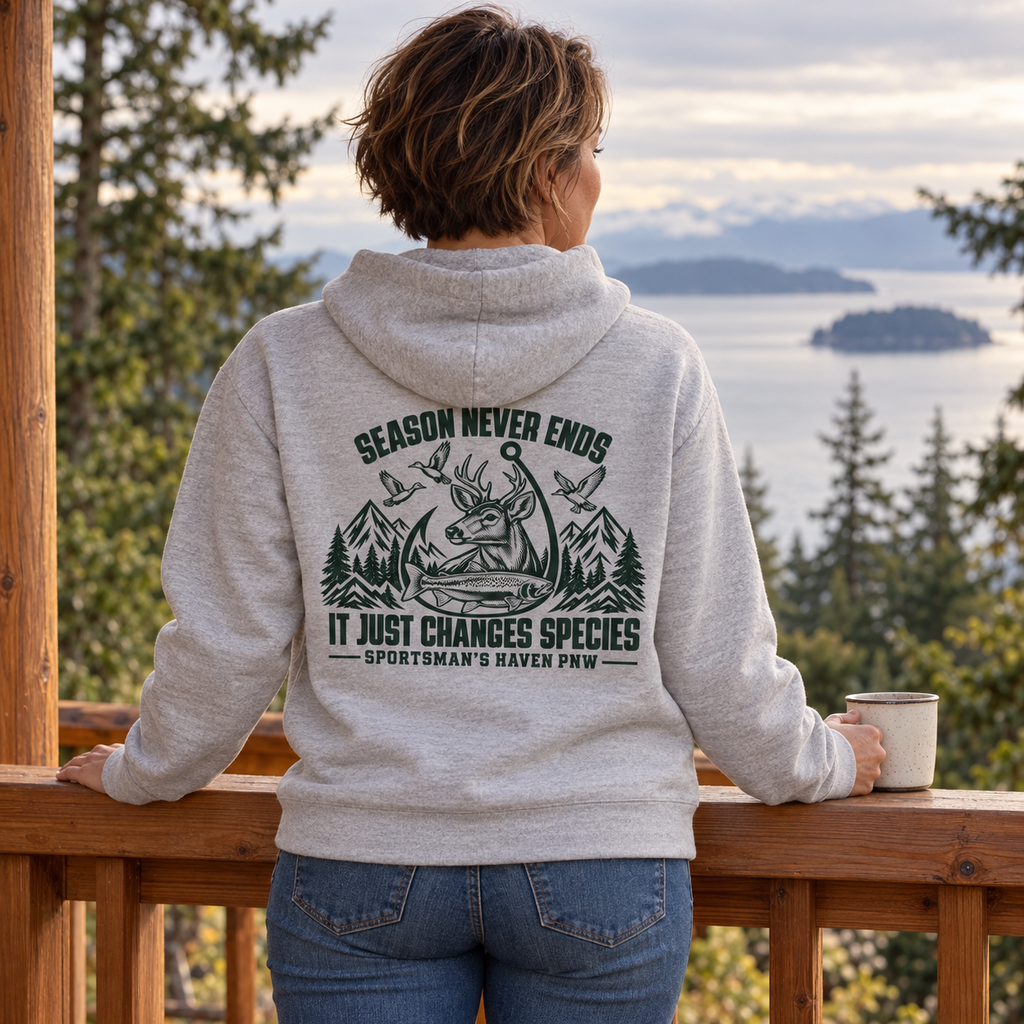 Sportsman's Haven Season Never Ends Hoodie | Light Colors Pullover